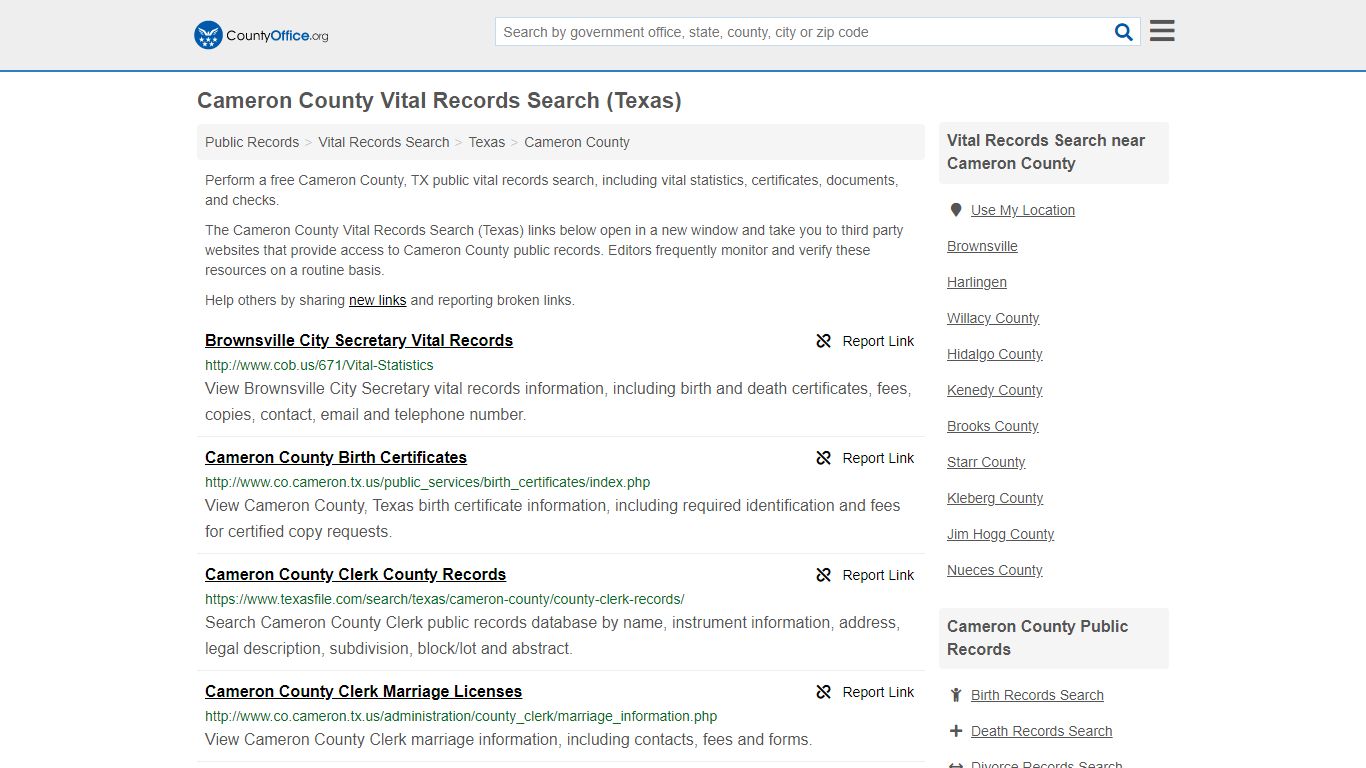 Vital Records Search - Cameron County, TX (Birth, Death ...